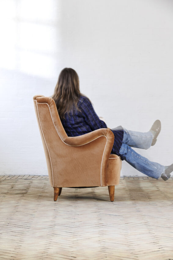 Brown velvet chair Ref.No. 1234
